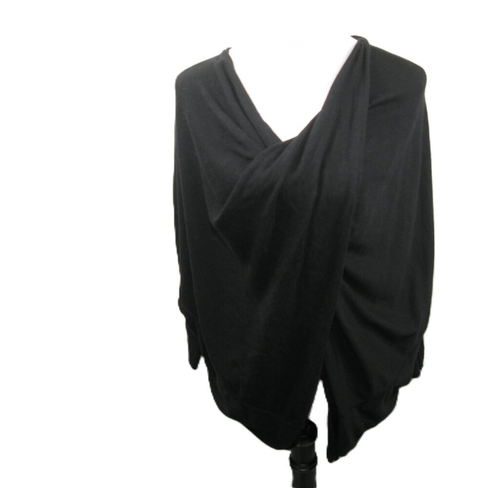 DKNY Black Cotton Blend Wrap Sweater Size Medium
